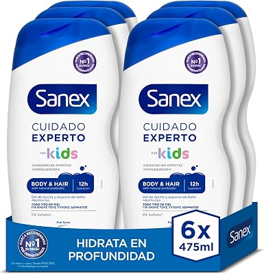 Cura Expert Kids Gel Doccia, confezione da 6 pezzi x 475 ml, gel per bambini, ipoallergenico, 12 ore di idratazione, dermatologicamente testato, approvato dai pediatri