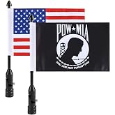 Flag Mount For Motorcycle - Fold Down 90°Motorcycle Flag Pole Holder and American Flag 6x9 for Harley Davidson Road King Touring Spring Honda Goldwing Fit 1/2'' Tubular Luggage Rack, Black