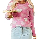 Women's Cute Valentines Sweater Love Heart Graphic Pearl Top Casual Long Sleeve Crew Neck Pullover Sweater