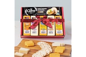 Wisconsin Cheese Company - Specialty Wisconsin Cheese & Cracker Gift Box - 100% Wisconsin Gouda, Smoked Cheddar, Salami, Tomato Basil Cheddar, Swiss (Pack of 5 Blocks) | Perfect for Parties, Charcuterie Boards, and Holiday Gifts