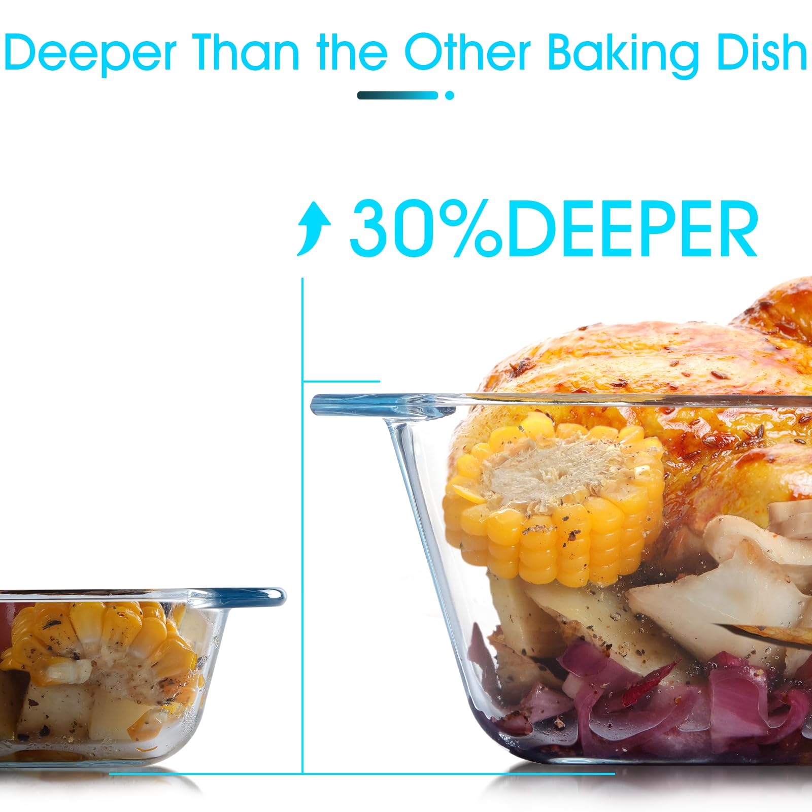 NUTRIUPS 5.7QT Extra Large and Deep Glass Baking Dish,13×9 inches Large Glass Baking Pan,Rectangular Lasagna Pan,Deep Casserole Dish,Microwave & Oven Safe