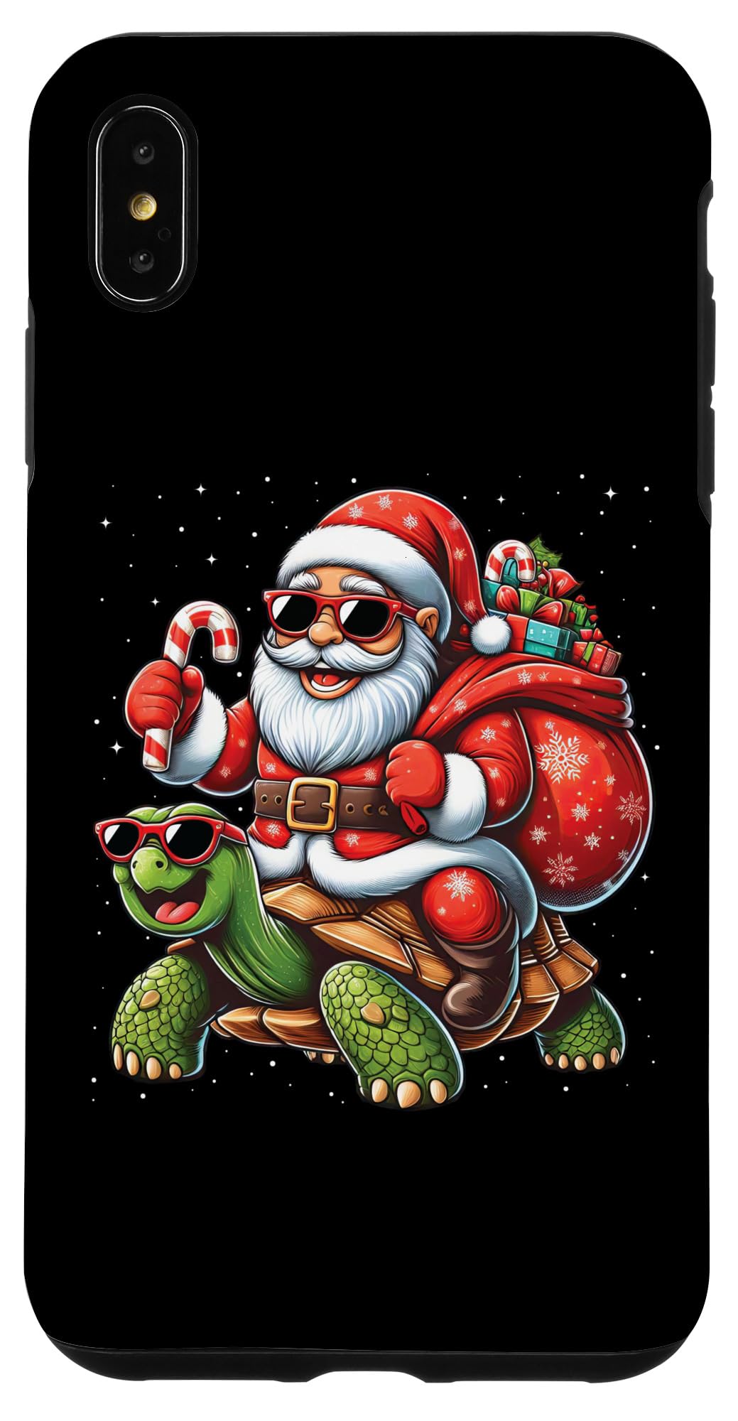 iPhone XS Max Santa Claus Riding a Tortoise Christmas Snow Boys Girls Kids Case