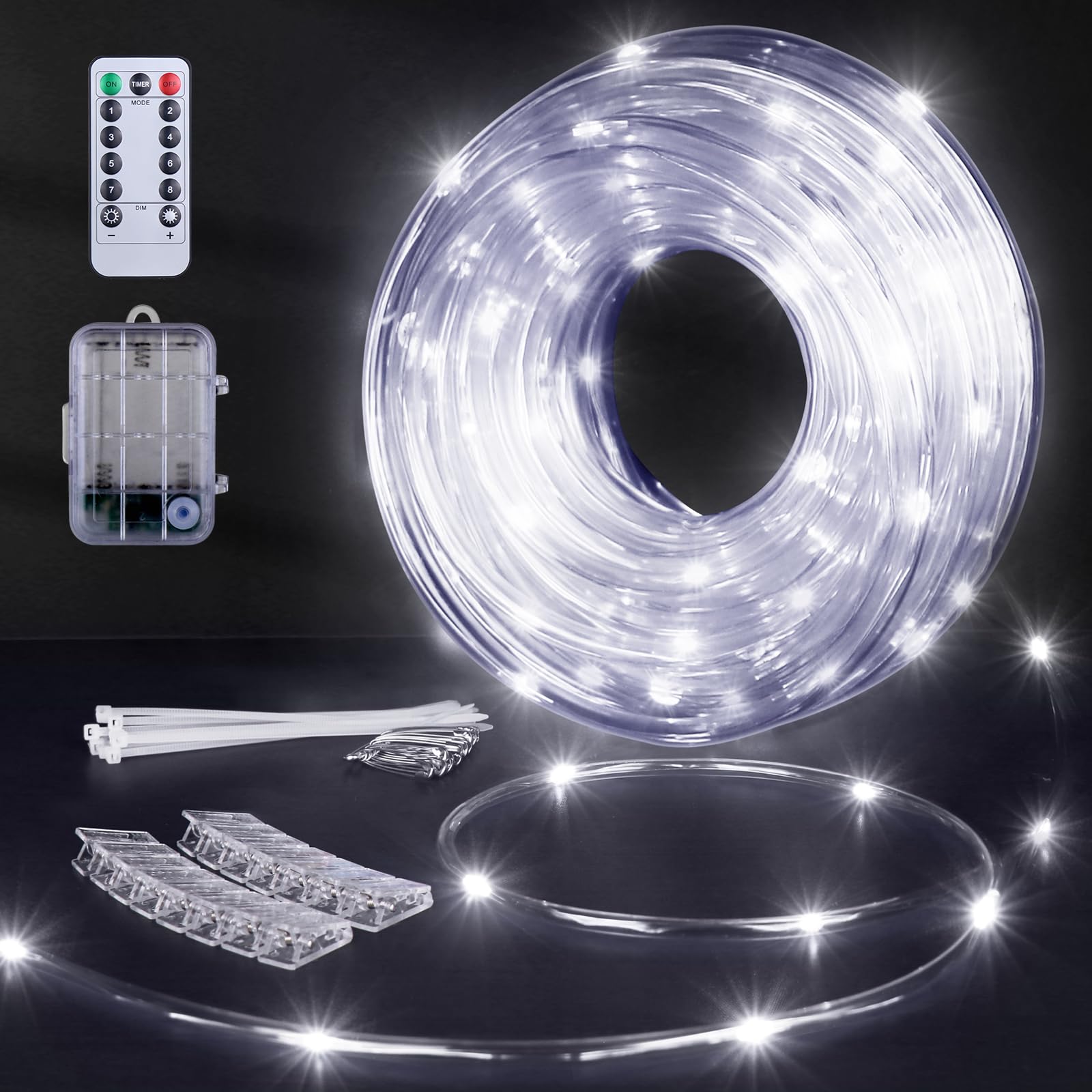 Photo 1 of BRIGHTDECK LED Canopy Rope Lights,40ft Outdoor Battery Operated String Lights for 10'x10' Tents,8 Modes Pop Up Canopy Waterproof Camping Tent Light Accessories with Remote