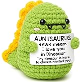 OCCdesign Mini Gifts for Aunt RAWR I Love You Auntie Best Aunt Ever Gifts Handmade Emotional Positive Crochet Dinosaur for Appreciation Thanksgiving Day Birthday Gift for Auntie Aunty to be