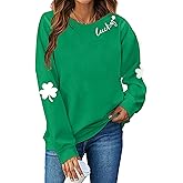 Muhuyi St. Patrick's Day Sweatshirt for Women Lucky Shamrock Long Sleeve Irish Shirt Ireland Pullover Tops
