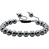 Amazing Gemstone Black Pearl Bracelet for Women Men's Gifts - Protection Healing Crystal Bracelet - 8mm Gemstone Beaded Adjustable Bracelet Pulseras Para Hombres Mujer Stocking Stuffers