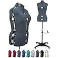 BHD BEAUTY Dark-Gray 13 Dials Female Fabric Adjustable Mannequin Dress Form for Sewing, Mannequin Body Torso with Tri-Pod Stand, Up to 70" Shoulder Height (Medium)