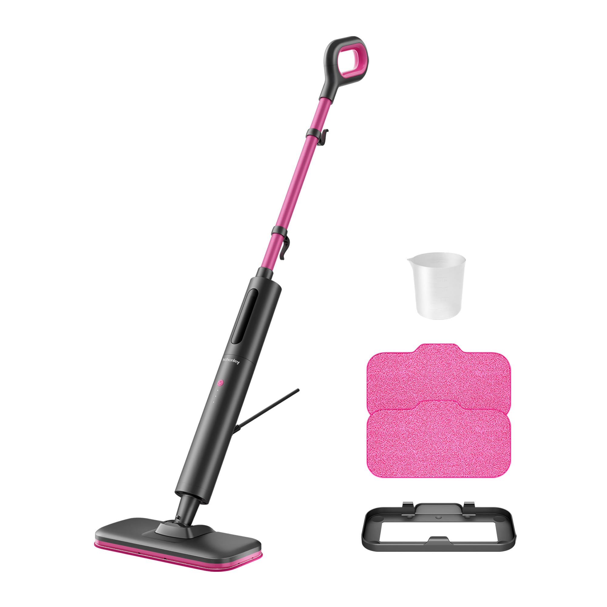 Schenley Steam Mop Cleaner Powerful - 15s Fast Heat-Up, Chemical-Free for Hardwood/Tile/Laminate & Floors/Walls, Washable Pads, 3 Modes for Carpet, Lightweight, Self-Standing, Sleek Design