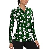 Soneven Womens Long Sleeve Golf Shirts Moisture Wicking V Neck Golf Polo Shirts Collarless Tennis Shirts