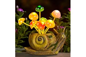 EDOF Solar Lights Outdoor Garden Statue,Cute Snails Figurines with Mushroom LED Solar Lights Fairy Garden Accessories,Birthday Gifts for Women Mom Gardening for Patio,Yard Art,Lawn Ornament,Porch,Backyard