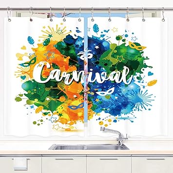 Amazon Com Colorful Watercolor Paints Kitchen Curtains Brazil