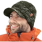 TOP-EX DryKnit™ Waterproof 80% Merino Wool Beanie Hat with Brim – Fleece Lined Ski Cap for Cold Weather & Large Heads