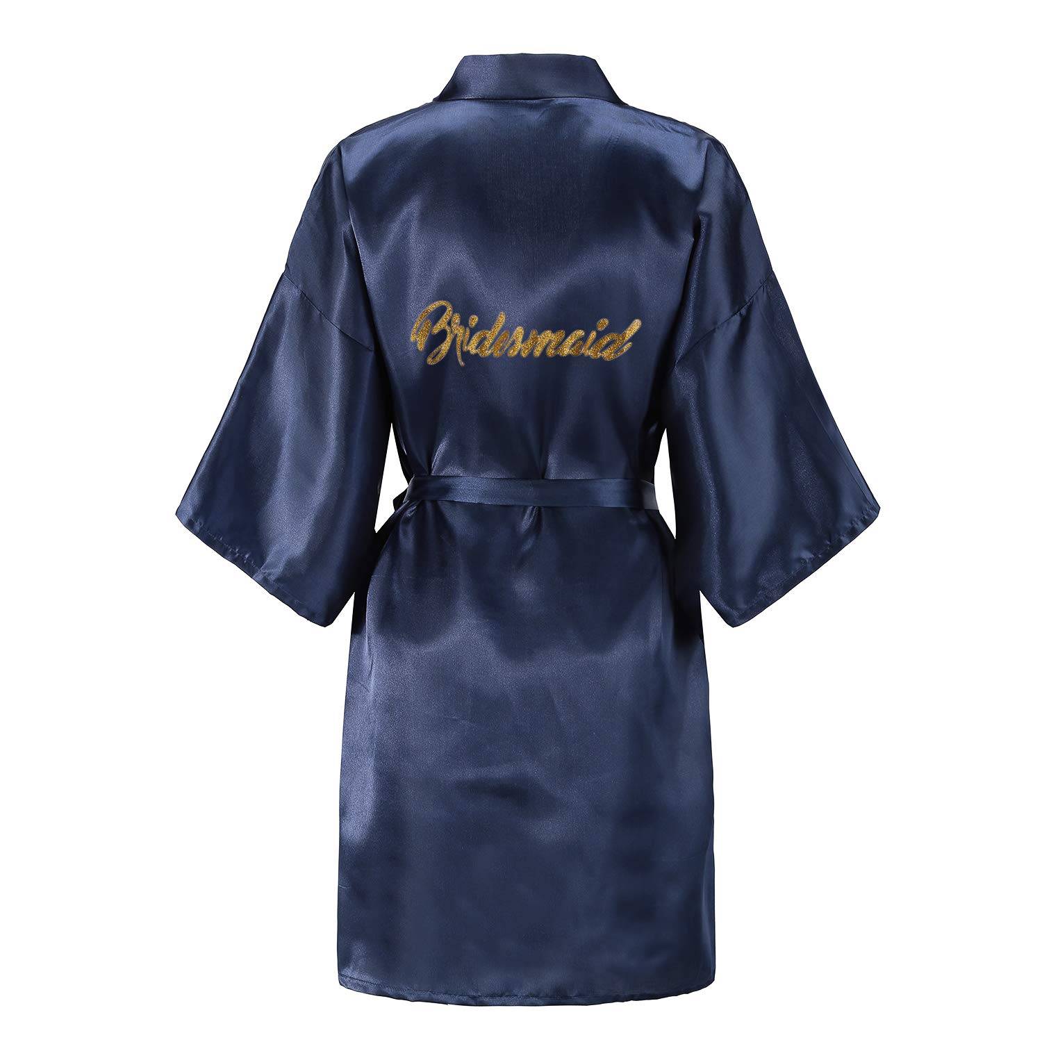 EPLAZABride Bridesmaid Robes for Wedding Bridal Party Women Short Solid Color Silky Satin Robe Kimono with Gold Glitters