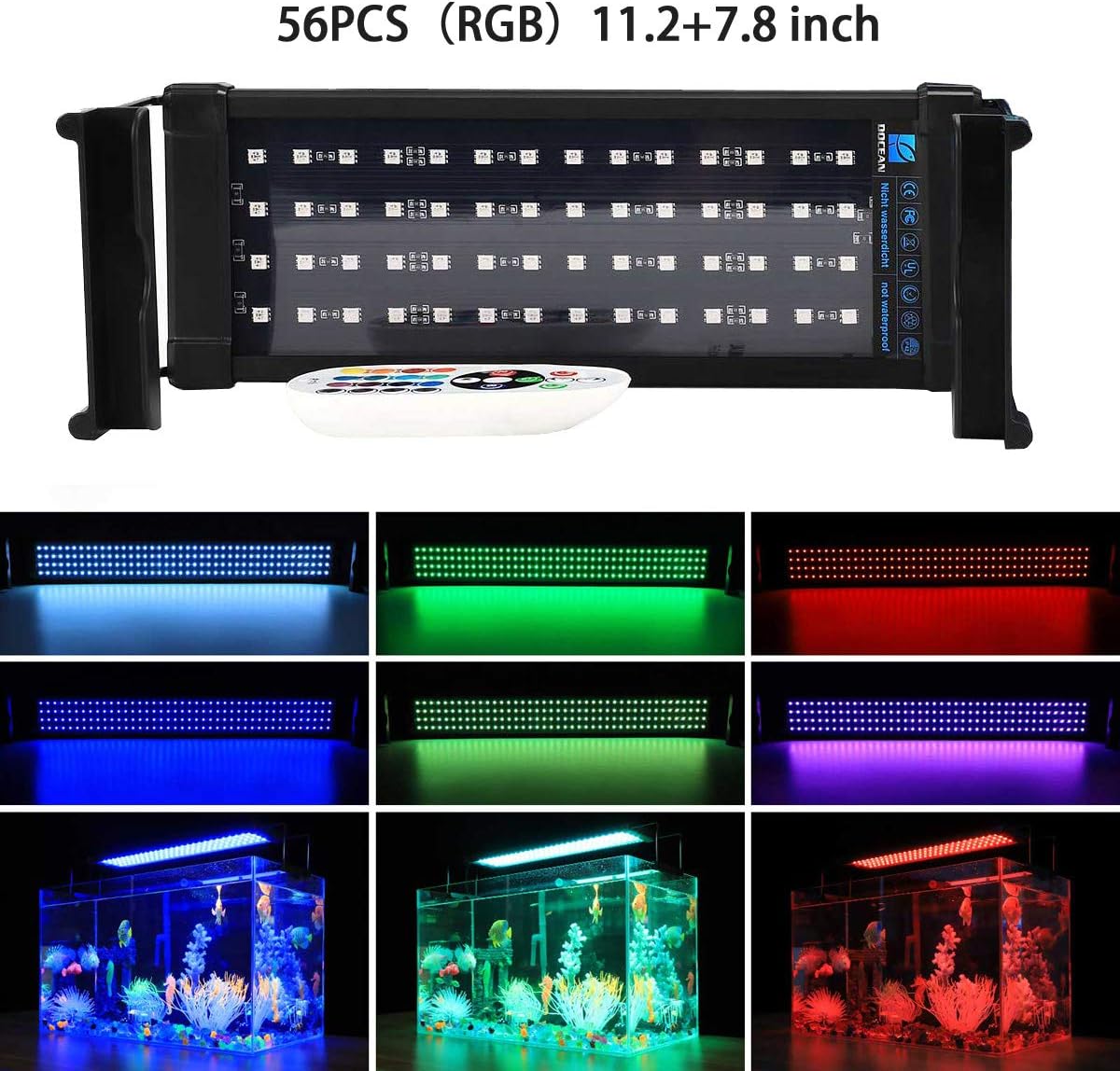 LONDAFISH Aquarium Fish Tank LED Lights RGB Aquarium Hood Lighting Led Fish Tank Light Waterproof LEDs Lights 16 Colors