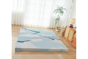 imflmats Japanese Futon Mattress King Size - 3" Thick Foldable Floor Mat Memory Foam Tatami Sleeping Pad for Adults & Kids, Portable Guest Bed & Camping Mat - Soft,Cute Design