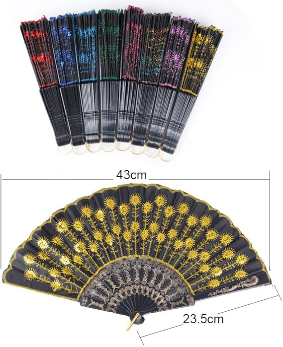 8 Stuks Handwaaiers Waaiers Vouwwaaiers Vouwwaaiers Zakvakken Japanse Waaiers Met Pailletten Voor Wanddecoratie Geschenken Bruiloft Kostuum Carnaval 23 5 Cm X 43 Cm Amazon Nl