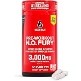 Six Star Pre-Workout N.O Fury Nitric Oxide Booster Pills for Muscle Pumps | Nitric Oxide Booster Pills Muscle Pump Pre Workout Supplement - Sports Nutrition for Building, Strength, &amp; Energy