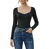 Avidlove Long Sleeve Bodysuits for Women Sexy Sweetheart Neck Going Out Outfits Double Lined Bodysuit
