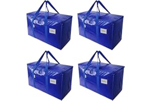 4 Pack Heavy Duty Moving Bags with Zippers and Strong Handles - Packing Bags for Moving, Storage, Travel, Camping, Space-Savi