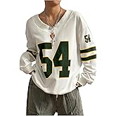 Milumia Women's Jersey Shirts Graphic Sweatshirts Long Sleeve Oversized Pullovers Tops Streetwear
