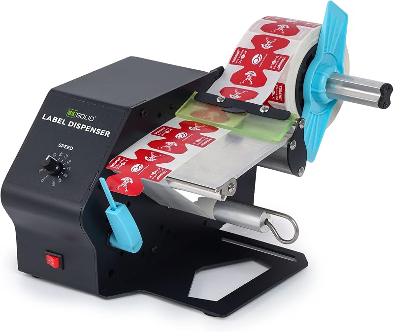 U.S. Solid Automatic Label Dispenser Rolls Fanfold Transparent Opaque 1-3" Core