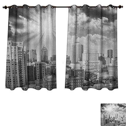 Amazon Com Black And White Blackout Thermal Curtain Panel Aerial