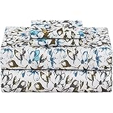ZOYER Floral Sheets Full Size Bed - Flower Bed Sheets Fitted Up to 15” Deep Pocket with Pillowcases, Fade, Stain Resistant Dark Printed Sheets Full, 4 Piece Dwindle