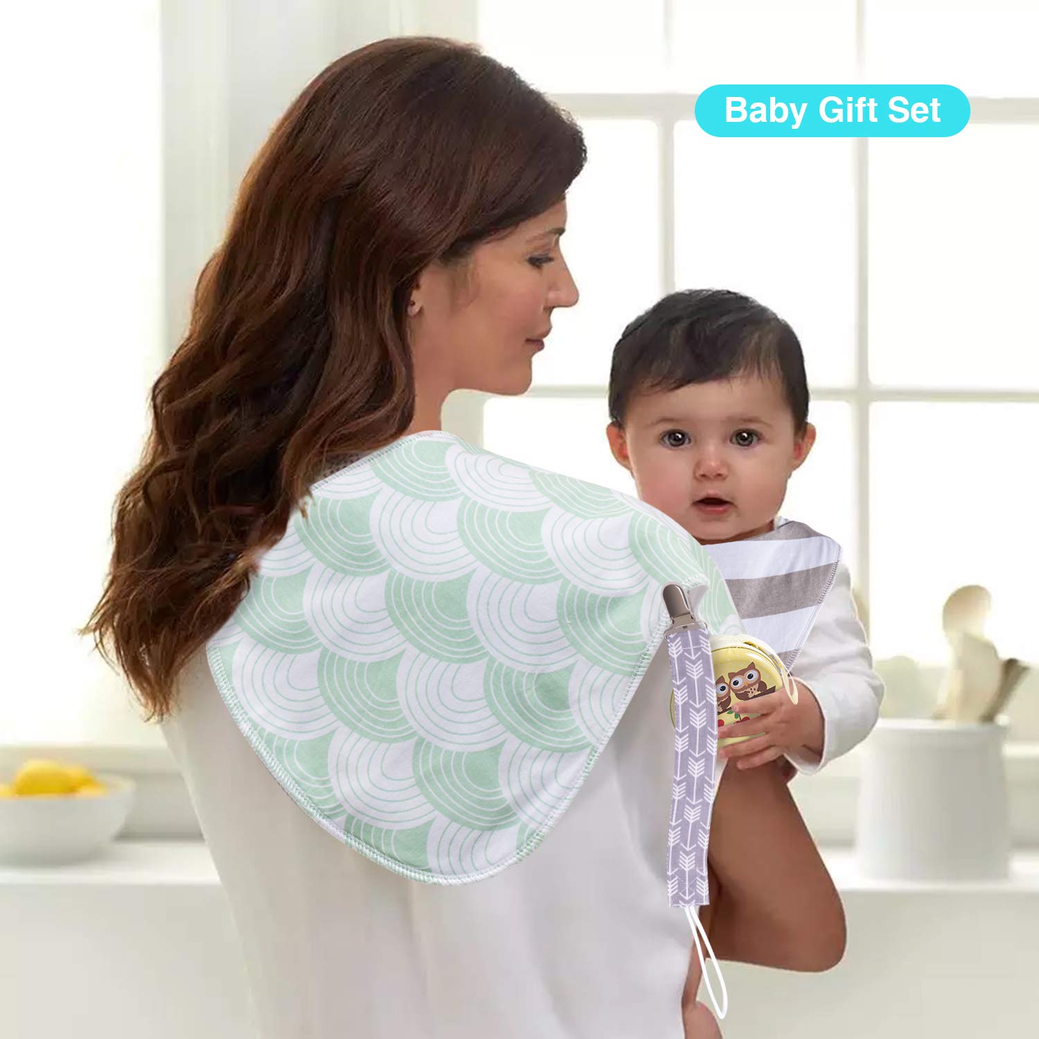 Baby Burp Cloths Pack for Newborn Boys 3 Bibs, 3 Burps, 2 Pacifier Clips, 1 Pacifier case Soft Absorbent"Burp Cloths Boy"Amazing Gifts Set for Baby Shower : Baby