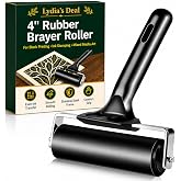 Rubber Brayer Roller, 4 Inch Block Printing Tool for Crafts, Art &amp; Stamping | Create Smooth Block Prints and Stamped Designs for Crafts, Seasonal Projects, Fall DIY, Holiday and Handmade Creations