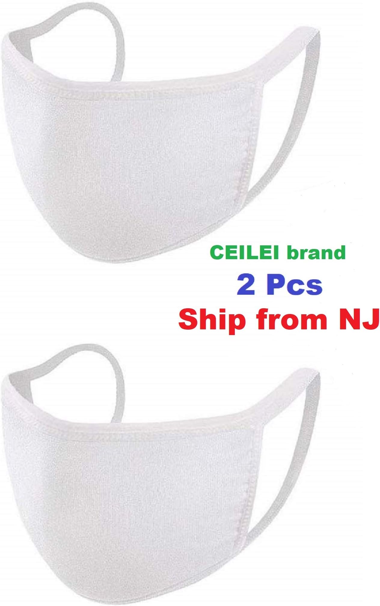 CEILEI Mouth Cotton Breathable Washable Reusable Face Covers Unisex Adult Face Protection for dust, pollen, air particles. Perfect for Ski Cycling or any Outdoor use for Women Man (2 Pieces)