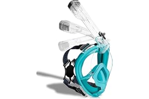 SABRE COVE Full Face Snorkel Mask Adults with Ear Pressure Equalizer, Fully Enclosed CO2 Outflow, Silicone Bonding Anti-Leak&Fog,Buckle Folding for Portability
