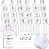 Ferrochef 25 Sets Zamzam Water Bottle Islamic Wedding Favor,120 ml,Modern | Plastic Bottles with Custom Cards Ribbon for Nikkah Walima Guests, Muslim Marriage Ceremony Gift, Religious Celebration Favor