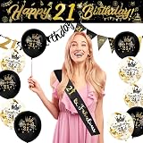 Yontree 14-Piece 21st Birthday Decorations Kit - Banner, Balloons, Confetti view 5