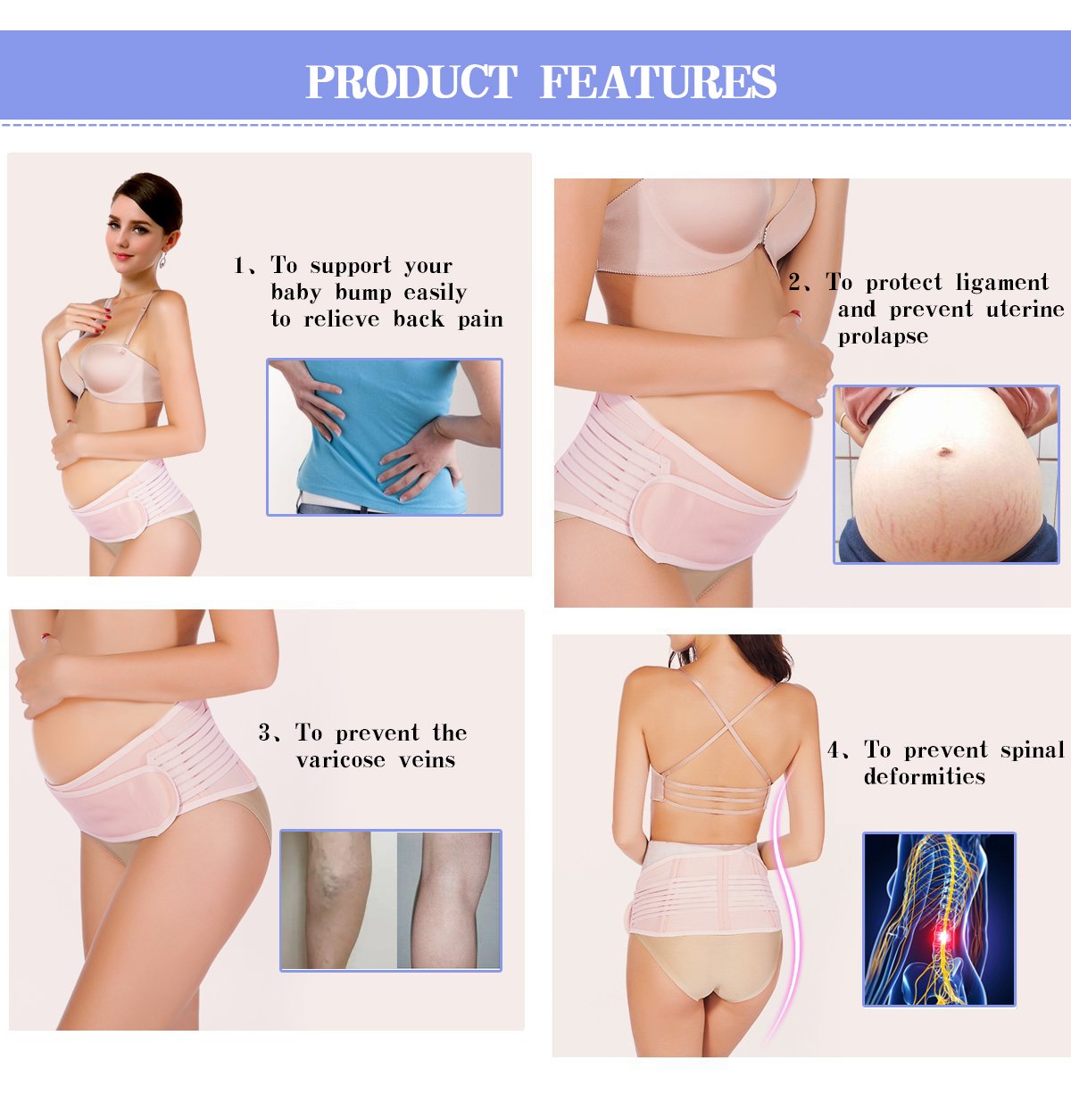 Maternity Belt ,Megpo Breathable Adjustable Belly Band Pregnancy Belt Back Support One Size