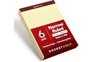 TOPS Docket Gold Writing Tablet, 8-1/2 x 11-3/4 Inches, Perforated, Canary, Narrow Rule, 50 Sheets per Pad, 6 Pads per Pack (