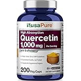 NusaPure Quercetin - Suitable for Vegetarian/Vegan, Non - GMO - 1000 mg - 200 Capsules