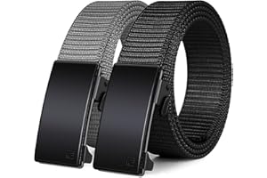 WONDAY 2 Pack Nylon Ratchet Golf Belts for Men, Casual Tactical Web Belt with Quick Release Automatic Slide Buckle