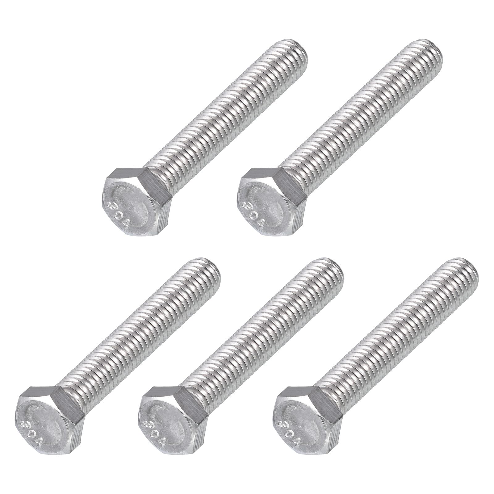 METALLIXITY Hex Head Bolts (3/8-16 x 2-1/4") 5Pcs, 304 Stainless Steel 18-8, Fully Threaded, External Hex Drive, Plain Finish, Hex Head Screw Bolt, Silver — image 1