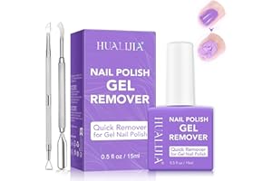 HUALIJIA Gel Nail Polish Remover, Gel Polish Remover Kit - Quickily and Easily Removes Gel Nail Polish at Home in 2-5 Mins - No Need for Foil, Soaking or Wrapping,15ml