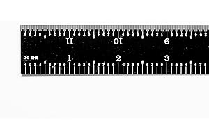 PEC Tools 302-012EZ, 12 Inch Rigid Ruler, 3R (32nds, 64ths, 10ths, 50ths),Made in US, Stainless Steel, Black Chrome