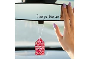 KAPTRON 2-Pack I Love You Drive Safe Mirror Sticker, Vinyl Rearview Mirror Car Stickers and Decals with 4PCS Hanging Paper Car Air Freshener, Mirror Accessories and Decor for Women, Men