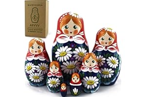 MATRYOSHKA&HANDICRAFT Matryoshka Matrioskas - 7 Russian Nesting Dolls for Kids - Babushka Matruska Toy Figure