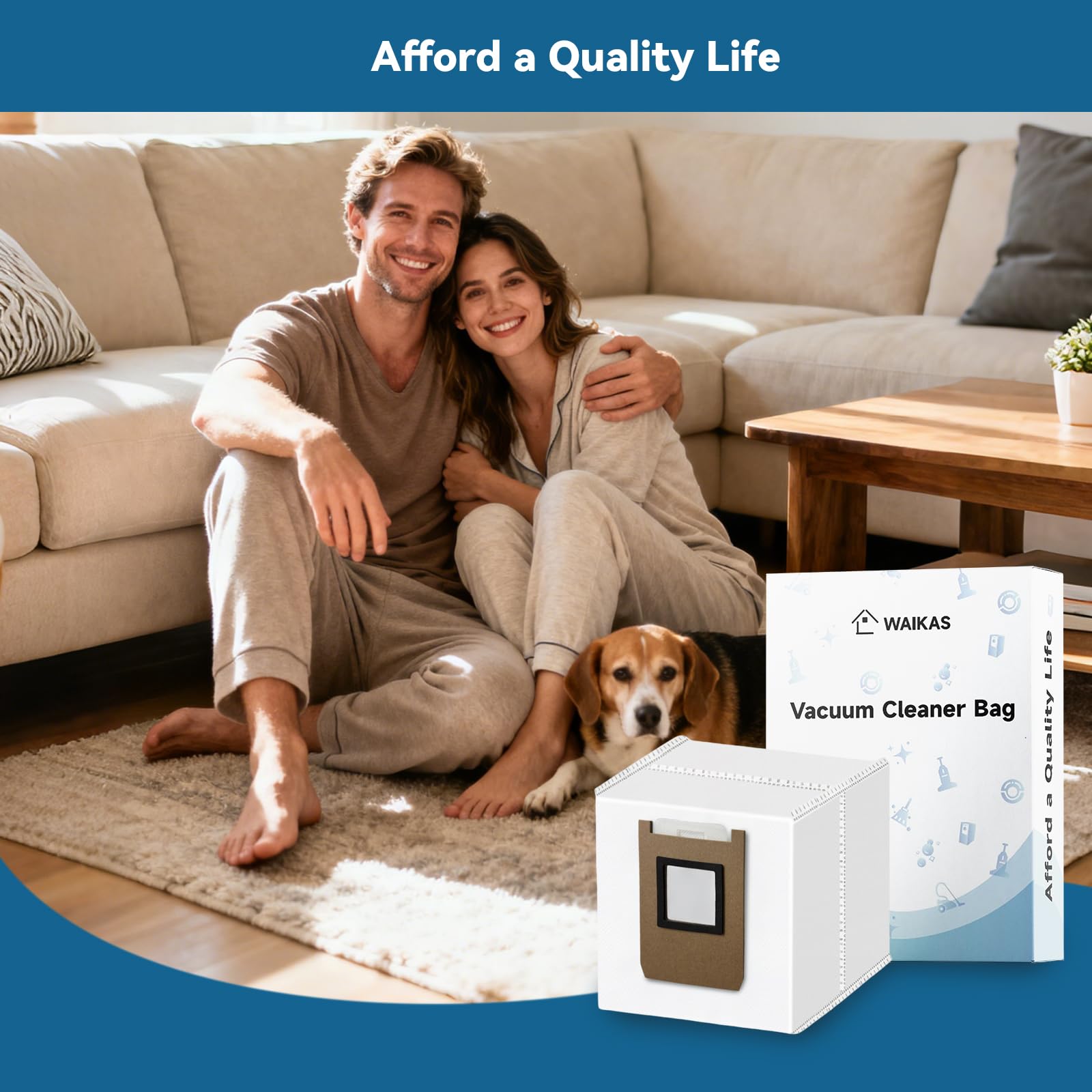 WAIKAS 6 Stück Staubbeutel für Eufy E28 Omni, E25 Omni und E20 Saugroboter, Großvolumige Ersatzteile - Allergenfilterbeutel 6