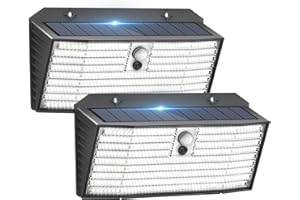 APILAB Upgraded Solar Lights Outdoor, 2 Pack 418 LED Motion Sensor Outdoor Lights, 3 Modes Security Light, IP65 Waterproof Solar Powered Wall Light for Outside Yard Garage Deck Fence