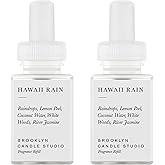 Pura & Brooklyn Candle Studio Home Scent Refill - Smart Home Air Diffuser - Up to 120-Hours of Luxury Fragrance per Refill - Home Essential - Clean & Safe Diffuser Fragrance - 2 Pack, Hawaii Rain