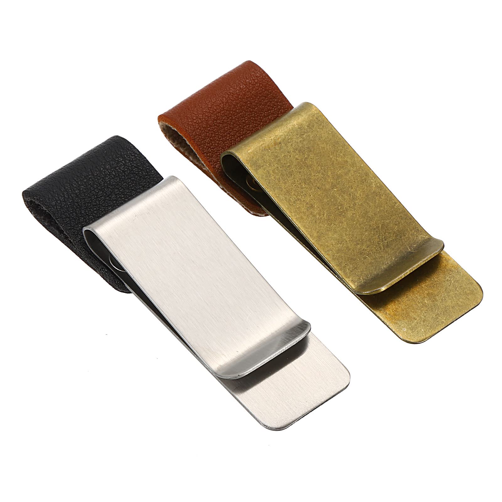 PATIKIL Pen Loop for Notebook, 2 Pack Leather Traveler Journal Notebook Pencil Holder Carved Sleeve Bookmark with Stainless Steel Clip, Black Brown