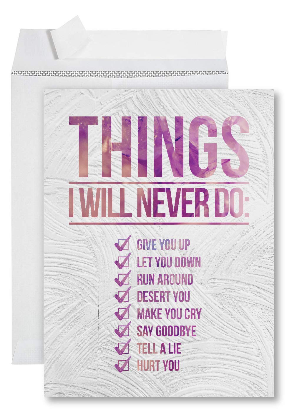 Funny Jumbo Birthday Card With Envelope 8.5 x 11 inch, Greeting Card, Things I will Never Do