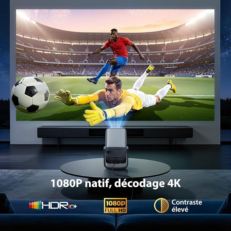 Vidéoprojecteur 1080P HDR10+, Mémoire de 32 Go【Apps intégrées】