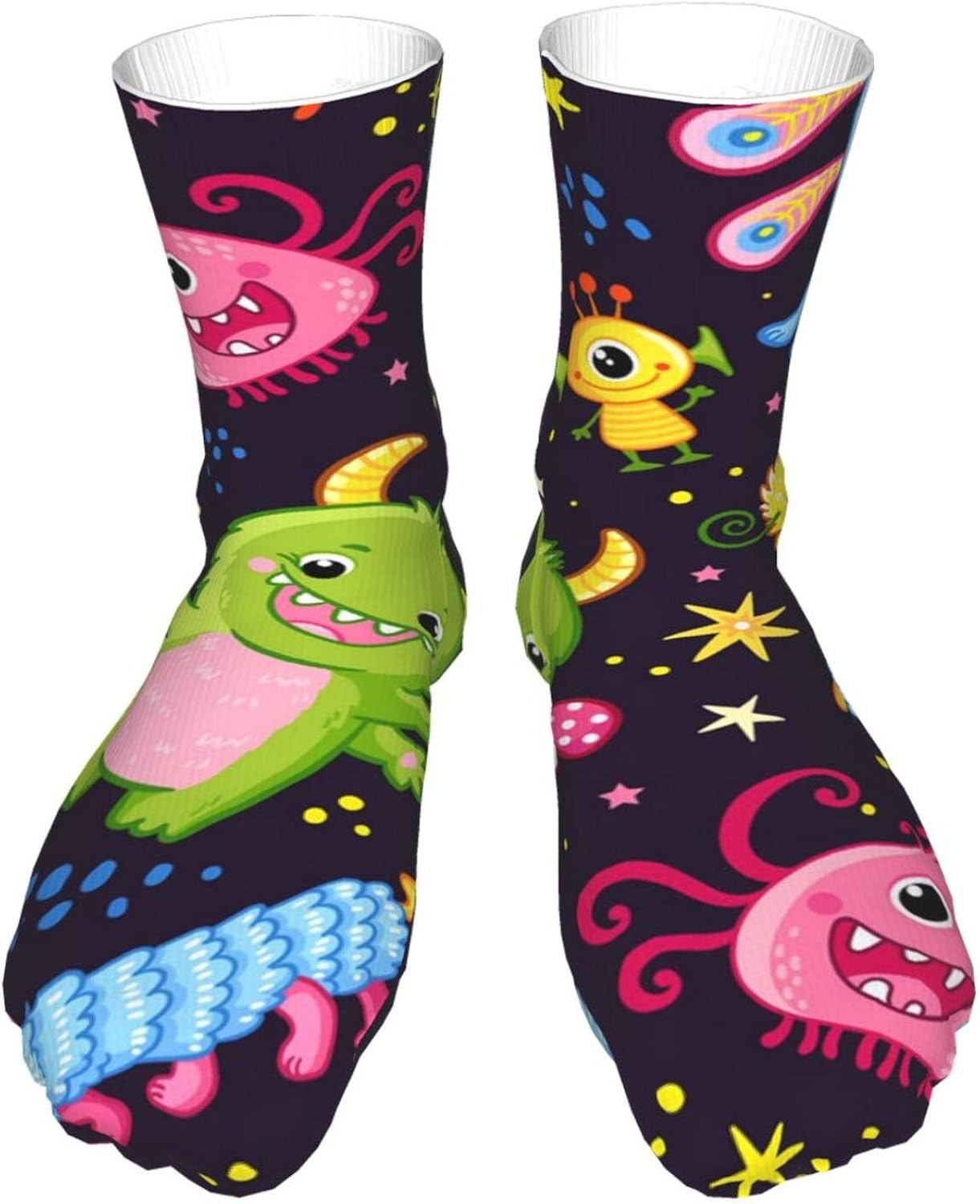 Unisex Socks Funny Pattern With Aliens On A Dark Background Men'S