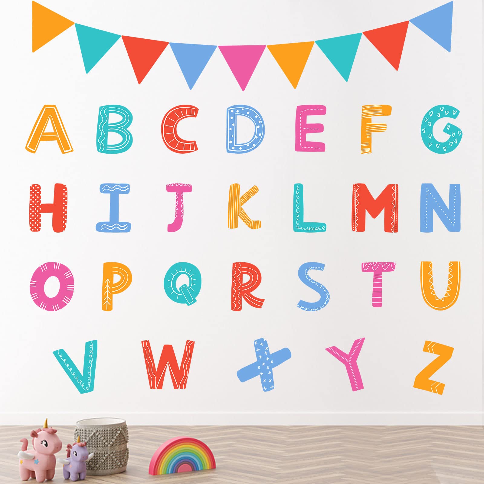 Vinyl Alphabets Wall Art Stickers ABC Letters Learning Decals Alphabets ...